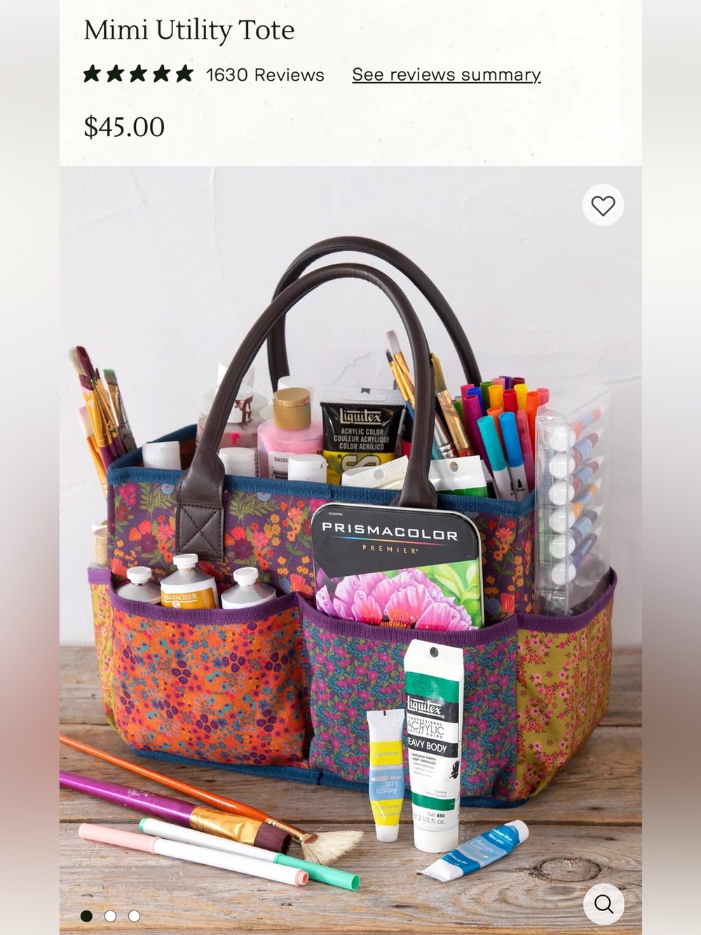 NATURAL LIFE Mimi Tote Floral Utility Tote Organizer Caddy - Teal Trim - Picture 6 of 16